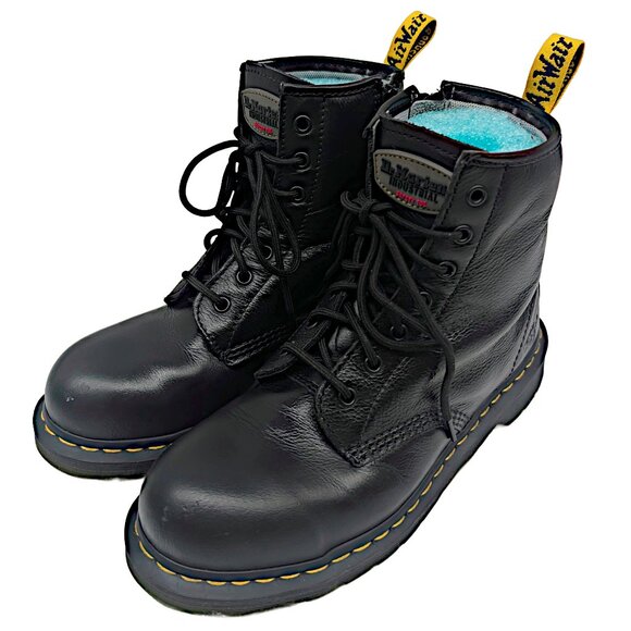 Dr. Martens Maple Zip Boots Black Steel Toe Work Leather Industrial Womens 10 - Picture 2 of 11